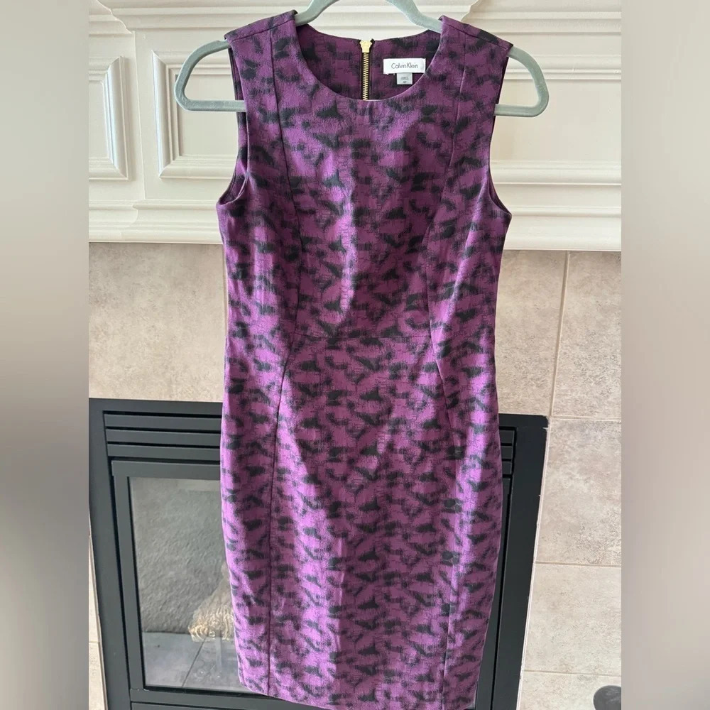 Calvin Klein Sheath Dress- black and purple-8P